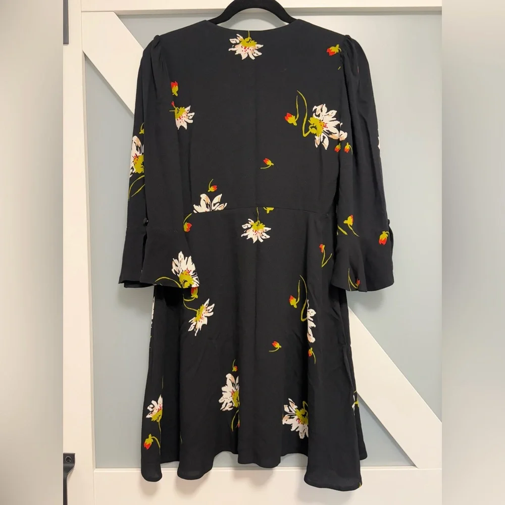 Free People- Time On My Side Black Floral Print Wrap Dress - Picture 11 of 12